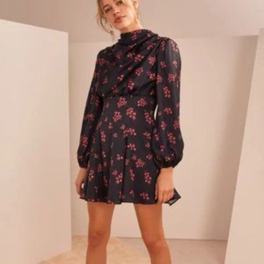 Keepsake Infinity LS Mini Dress Black Ditsy - Picture 2 of 4